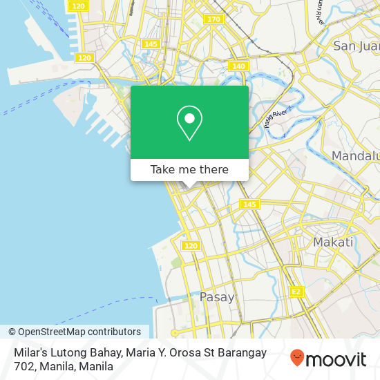 Milar's Lutong Bahay, Maria Y. Orosa St Barangay 702, Manila map