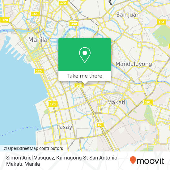 Simon Ariel Vasquez, Kamagong St San Antonio, Makati map