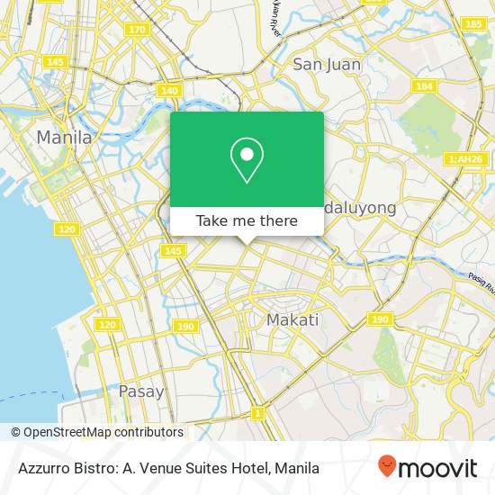 Azzurro Bistro: A. Venue Suites Hotel, 1210 Kalayaan Ave Santa Cruz, Makati map