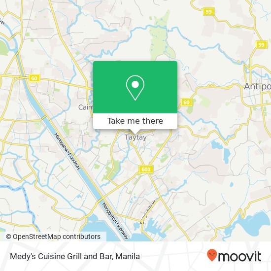 Medy's Cuisine Grill and Bar, Mahinhin Dolores Pob., Taytay map