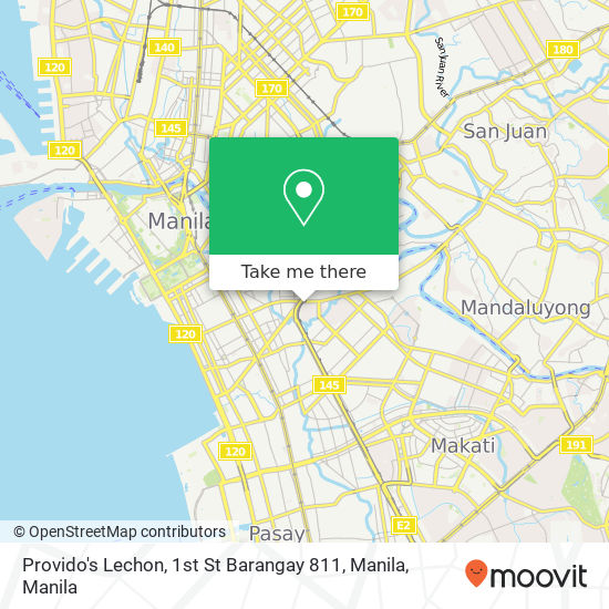 Provido's Lechon, 1st St Barangay 811, Manila map