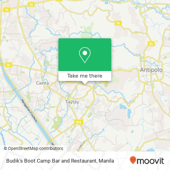 Budik's Boot Camp Bar and Restaurant, Ortigas Avenue Ext Dolores Pob., Taytay map