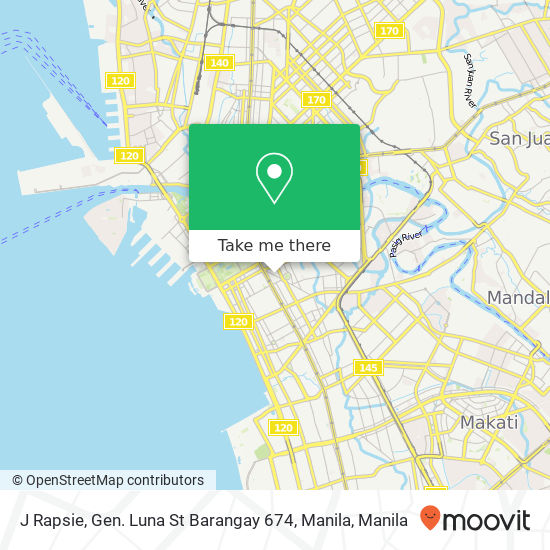 J Rapsie, Gen. Luna St Barangay 674, Manila map