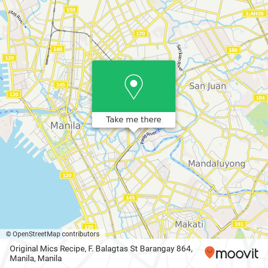 Original Mics Recipe, F. Balagtas St Barangay 864, Manila map