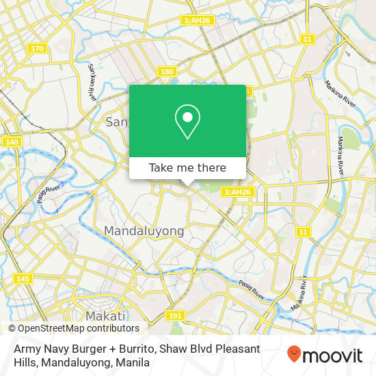 Army Navy Burger + Burrito, Shaw Blvd Pleasant Hills, Mandaluyong map