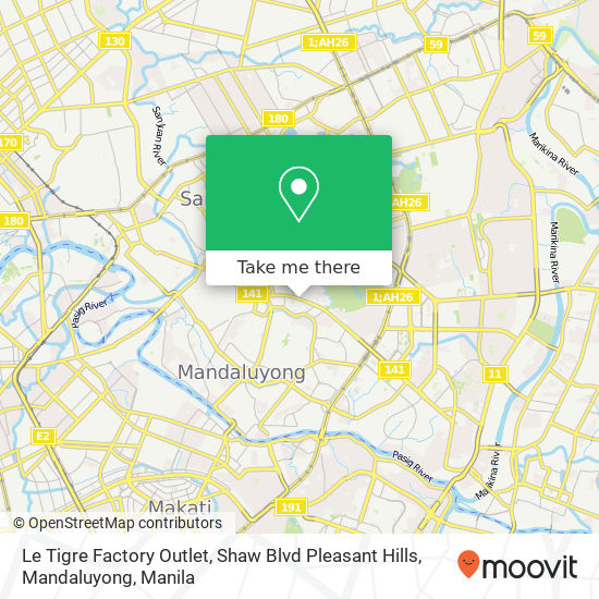 Le Tigre Factory Outlet, Shaw Blvd Pleasant Hills, Mandaluyong map