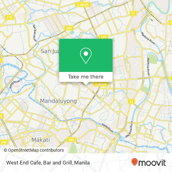 West End Cafe, Bar and Grill, Shaw Blvd Highway Hills, Mandaluyong map