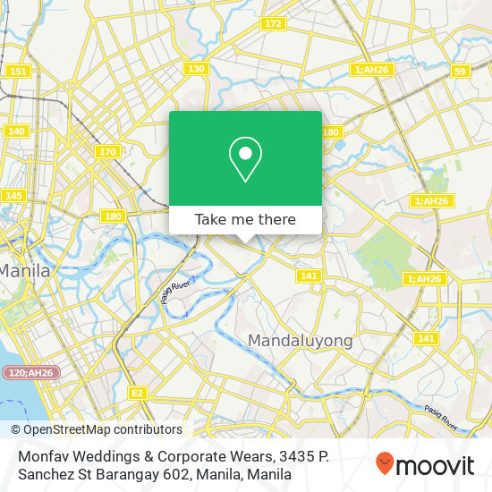 Monfav Weddings & Corporate Wears, 3435 P. Sanchez St Barangay 602, Manila map