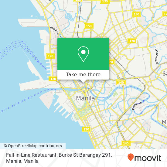 Fall-in-Line Restaurant, Burke St Barangay 291, Manila map