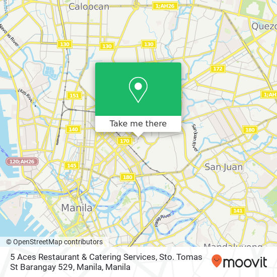 5 Aces Restaurant & Catering Services, Sto. Tomas St Barangay 529, Manila map
