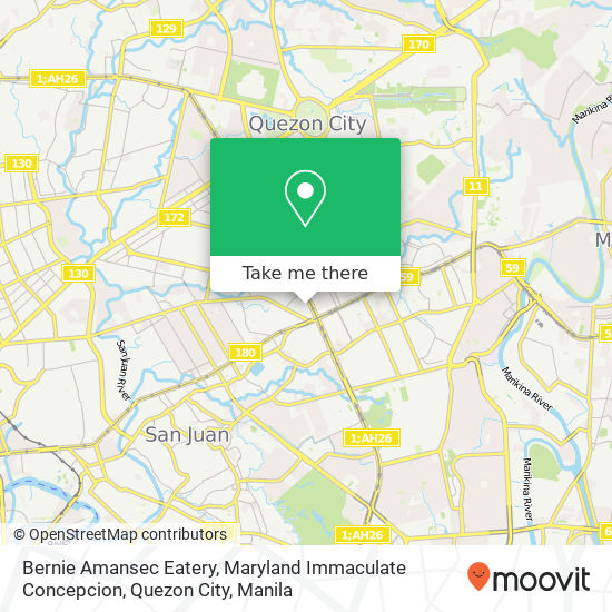 Bernie Amansec Eatery, Maryland Immaculate Concepcion, Quezon City map