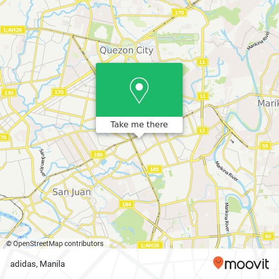 adidas, Gen. Roxas Ave Socorro, Quezon City map