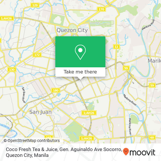 Coco Fresh Tea & Juice, Gen. Aguinaldo Ave Socorro, Quezon City map
