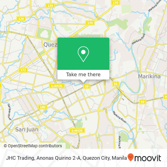 JHC Trading, Anonas Quirino 2-A, Quezon City map