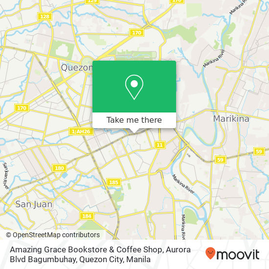 Amazing Grace Bookstore & Coffee Shop, Aurora Blvd Bagumbuhay, Quezon City map