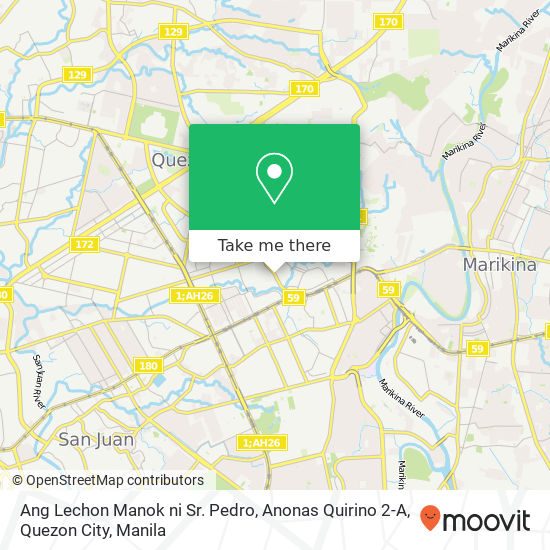 Ang Lechon Manok ni Sr. Pedro, Anonas Quirino 2-A, Quezon City map