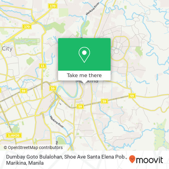 Dumbay Goto Bulalohan, Shoe Ave Santa Elena Pob., Marikina map