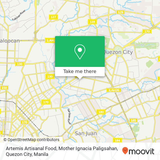 Artemis Artisanal Food, Mother Ignacia Paligsahan, Quezon City map