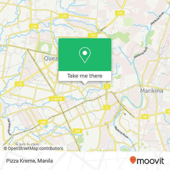 Pizza Kreme, V. Luna Ext Botocan, Quezon City map