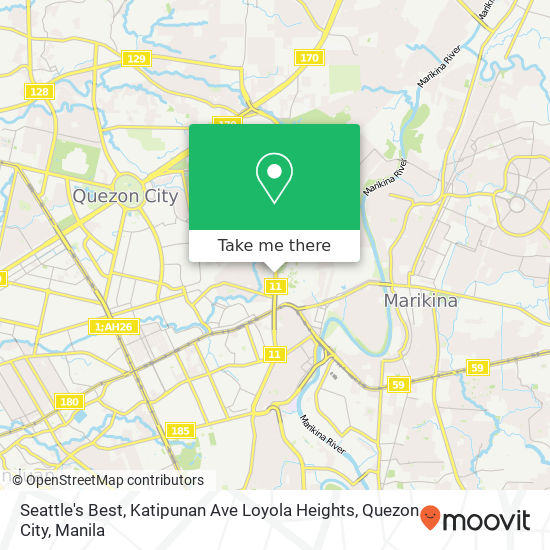 Seattle's Best, Katipunan Ave Loyola Heights, Quezon City map