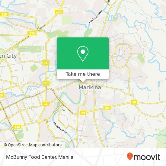 McBunny Food Center, Sumulong National Rd Santo Niño, Marikina map