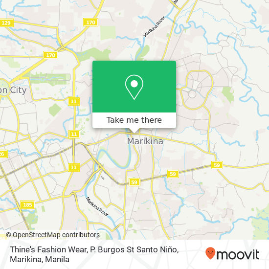 Thine's Fashion Wear, P. Burgos St Santo Niño, Marikina map