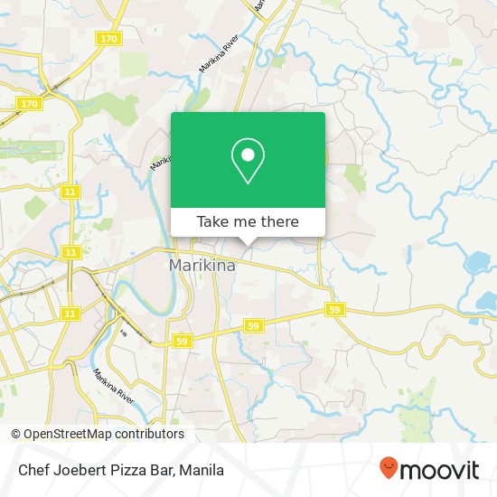Chef Joebert Pizza Bar, Katipunan Ext Santo Niño, Marikina map