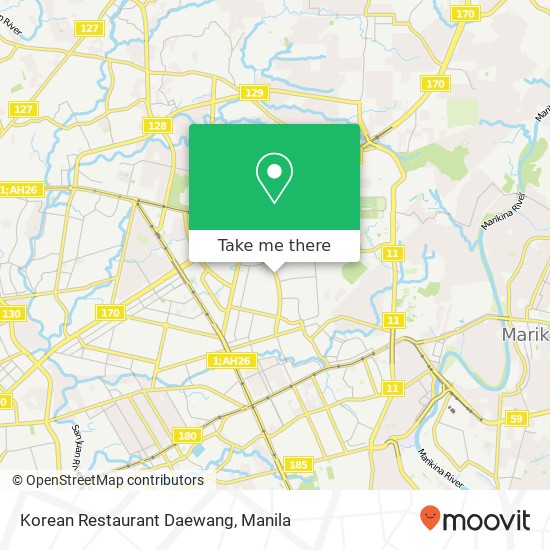 Korean Restaurant Daewang, Kalayaan Ave Central, Quezon City map