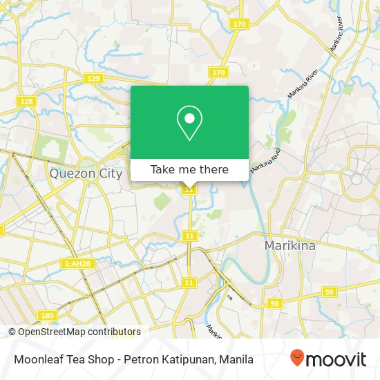 Moonleaf Tea Shop - Petron Katipunan, Katipunan Ave Pansol, Quezon City map