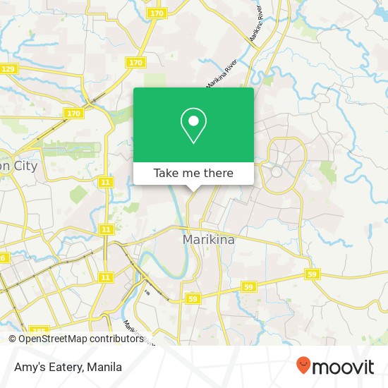 Amy's Eatery, J. P. Rizal National Rd Malanday, Marikina map