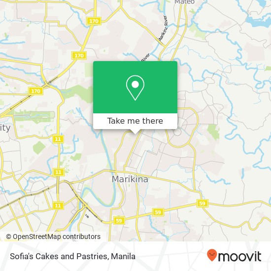 Sofia's Cakes and Pastries, Valley Rd Concepcion Uno, Marikina map