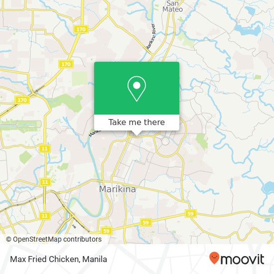Max Fried Chicken, Bayan Bayanan Ave Concepcion Uno, Marikina map