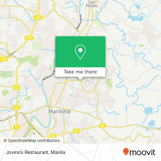 Jovino's Restaurant, Bayan Bayanan Ave Marikina Heights, Marikina map