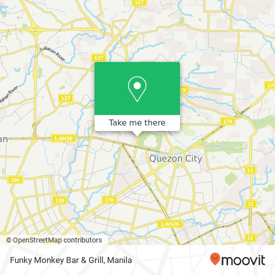 Funky Monkey Bar & Grill, 29 Mindanao Ave Bagong Pag-Asa, Quezon City map