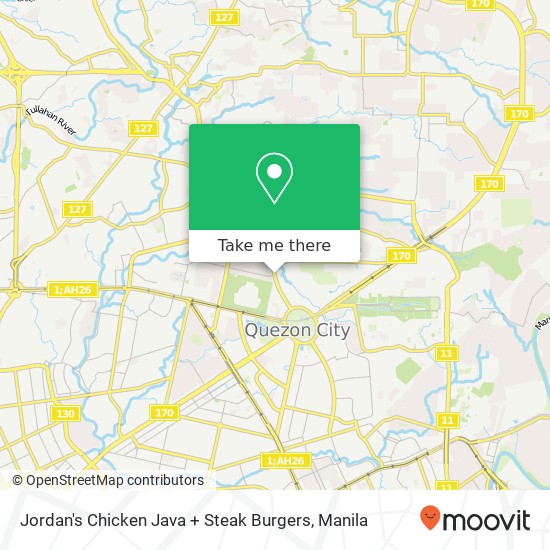 Jordan's Chicken Java + Steak Burgers, Visayas Ave Vasra, Quezon City map