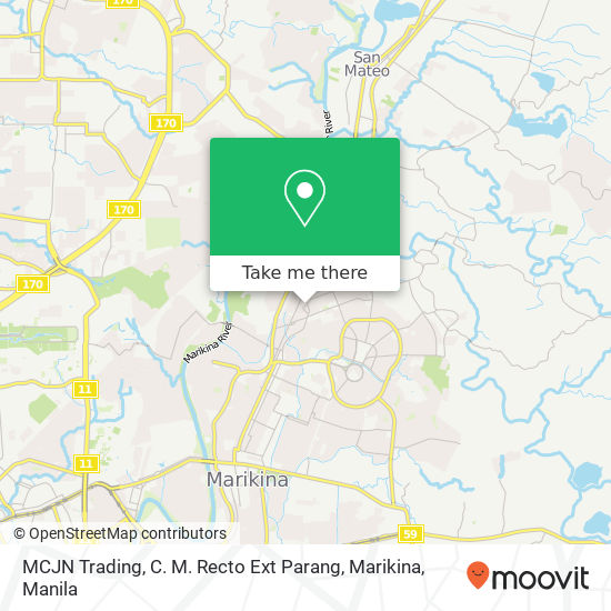 MCJN Trading, C. M. Recto Ext Parang, Marikina map