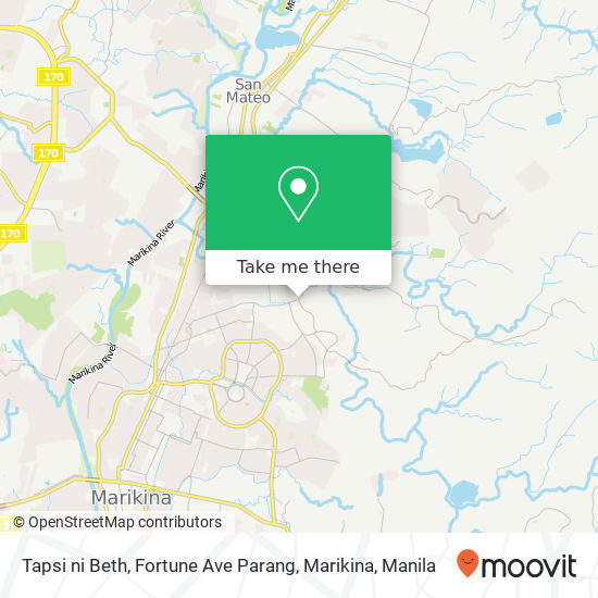 Tapsi ni Beth, Fortune Ave Parang, Marikina map
