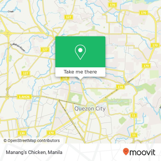 Manang's Chicken, Visayas Ave Bahay Toro, Quezon City map