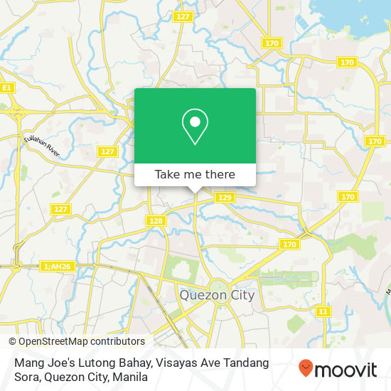 Mang Joe's Lutong Bahay, Visayas Ave Tandang Sora, Quezon City map