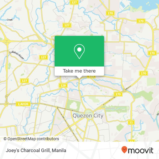 Joey's Charcoal Grill, Visayas Ave Bahay Toro, Quezon City map
