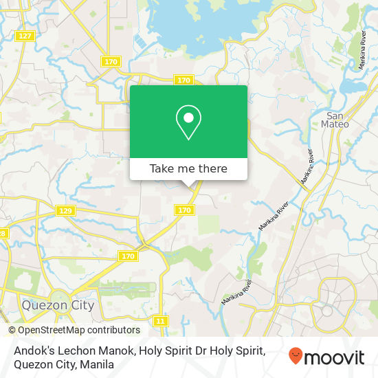 Andok's Lechon Manok, Holy Spirit Dr Holy Spirit, Quezon City map
