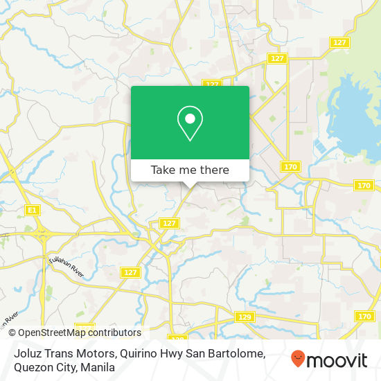 Joluz Trans Motors, Quirino Hwy San Bartolome, Quezon City map