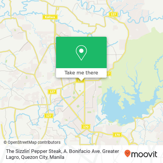 The Sizzlin' Pepper Steak, A. Bonifacio Ave. Greater Lagro, Quezon City map