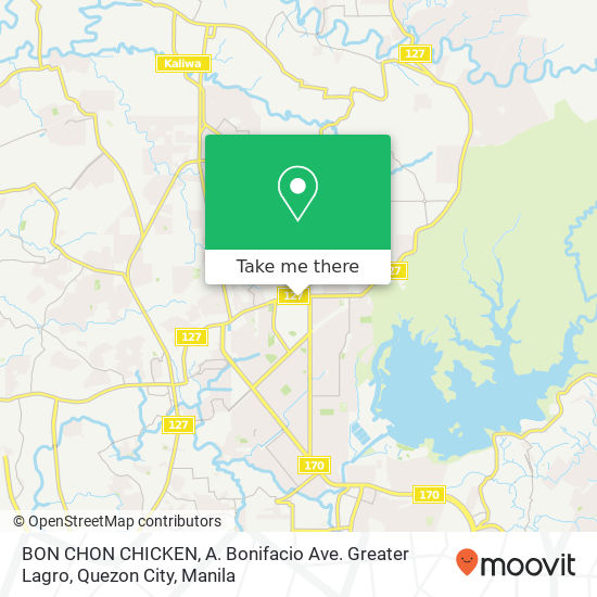 BON CHON CHICKEN, A. Bonifacio Ave. Greater Lagro, Quezon City map
