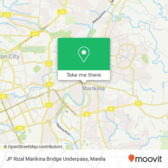 JP Rizal Marikina Bridge Underpass map