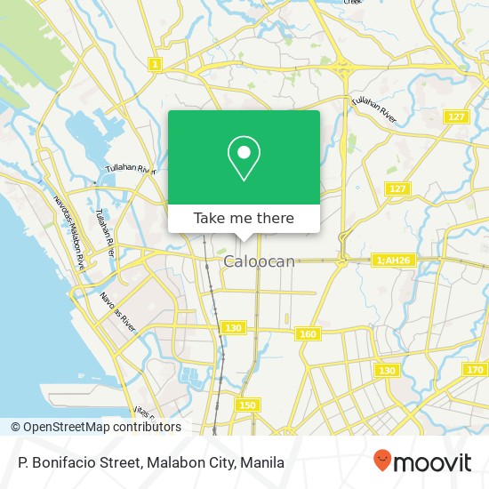 P. Bonifacio Street, Malabon City map