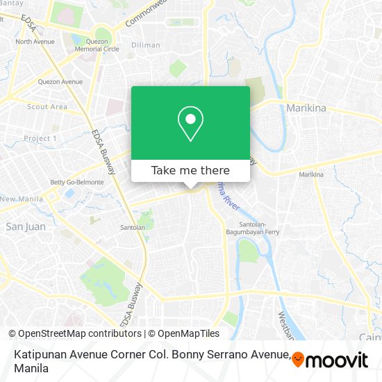 Katipunan Avenue Corner Col. Bonny Serrano Avenue map
