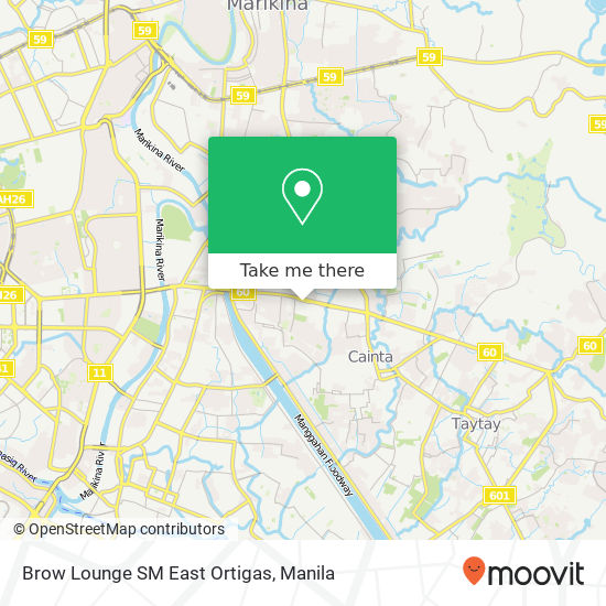 Brow Lounge SM East Ortigas map