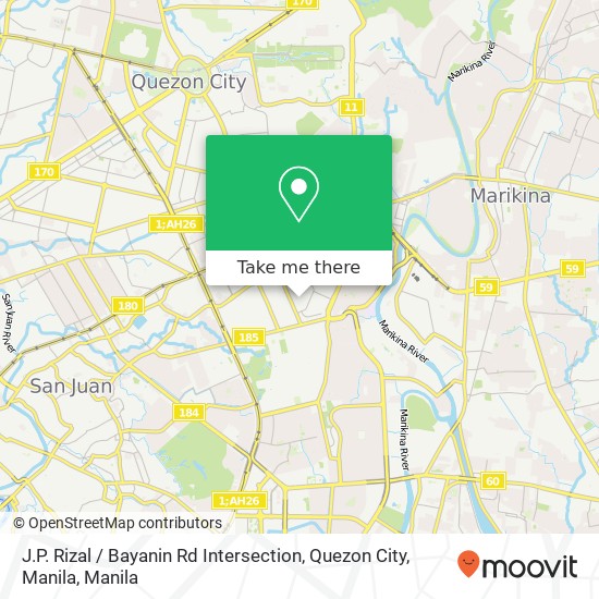 J.P. Rizal / Bayanin Rd Intersection, Quezon City, Manila map