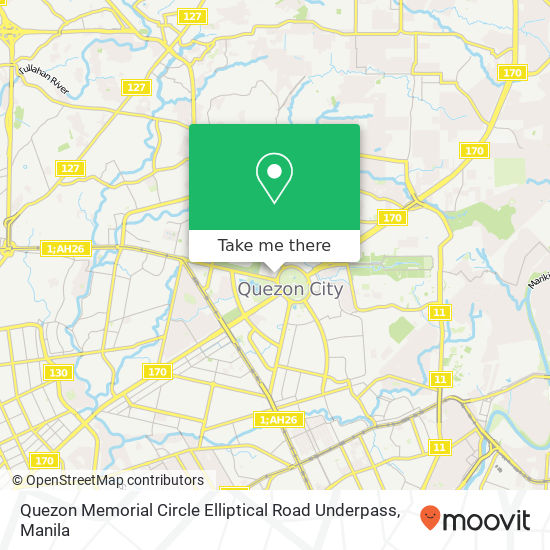 Quezon Memorial Circle Elliptical Road Underpass map